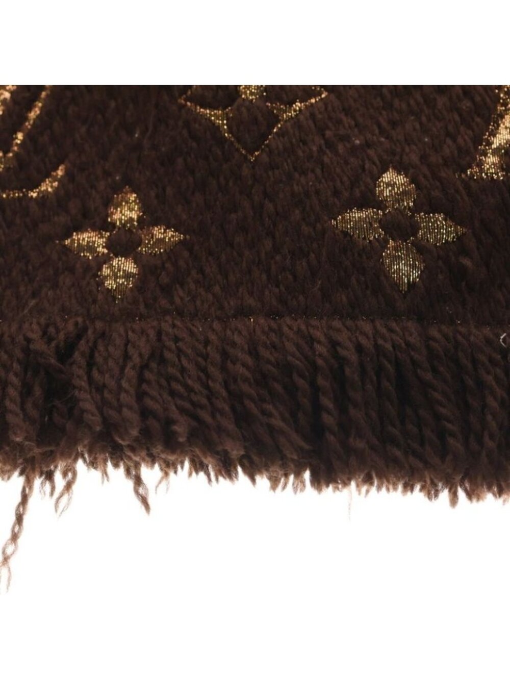 Louis Vuitton Echarpe Logomania Shine Wool Silk Fringe Scarf Brown Is0262 - Picture 3 of 6